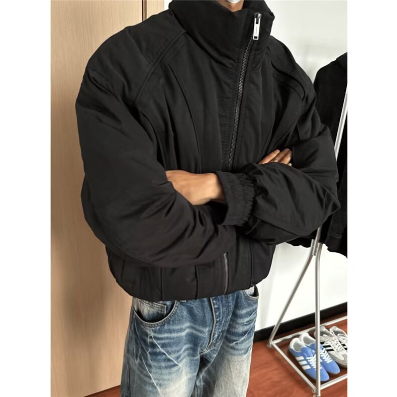 网图立领廓形短款棉服拼接飞行夹克工装棉衣外套A025-EY13403-P88,男装夹克,电商A025
