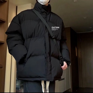 羽绒服男带门禁2025冬季新款青少年时尚拼色面包服防寒保暖外套图片