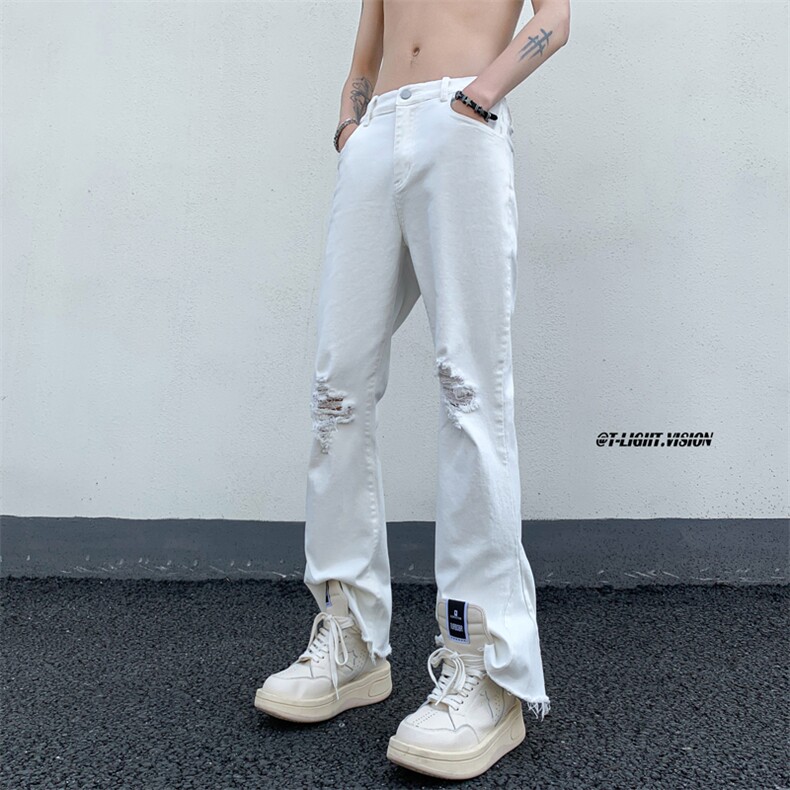 B221美式ins高街暗黑小众微喇破洞弹力牛仔裤LK23089-P65控88,男装牛仔裤,电商B221