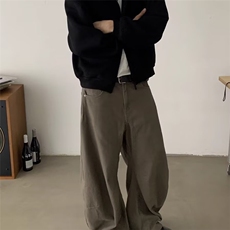 美式复古美拉德棕色弯刀牛仔裤男女直筒阔腿长裤K9004-P58网络图，男装牛仔裤，电商B245