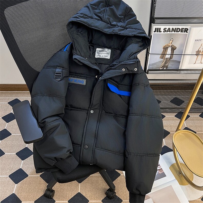 棉服男女韩版潮流连帽加厚拼色保暖2024冬季ins棉衣外套MF272-P93图片