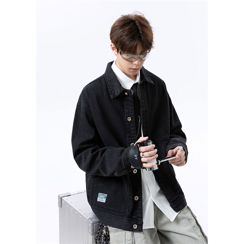 牛仔外套宽松大码简约休闲百搭潮流水洗牛仔衣夹克J7009-特价68,男装夹克,电商A007