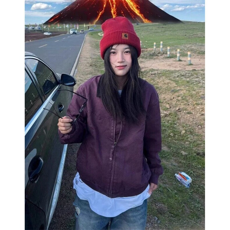 【有货】D8156-P68紫色简约外套女时尚港风休闲潮牌慵懒潮流新款,男装夹克,星座603-2