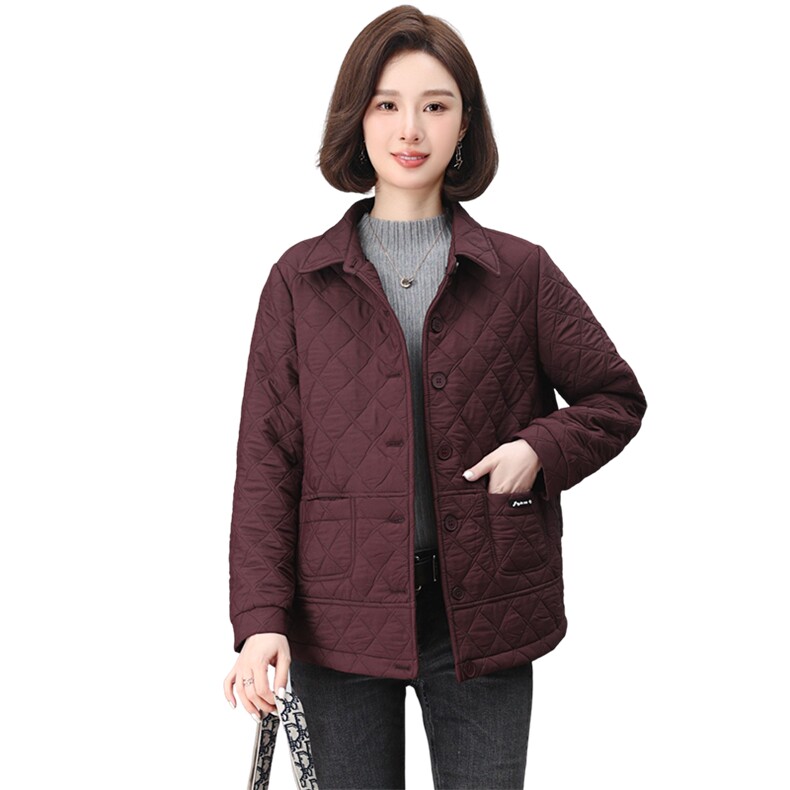 2024年秋冬季新款翻领加绒棉衣棉服女休闲百搭韩版保暖加绒外套,女装棉衣/棉服,鑫鑫格