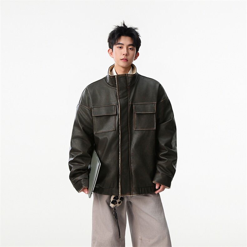 现货数据款冬季新款做旧擦色皮毛一体棉衣218-7-M111-P125-控188,男装棉衣,星座218-7