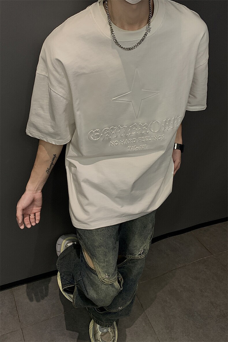 港风钢印多色大码短袖T恤男DT77781P28块特价控55：供抖音视频,男装T恤,星座227-7