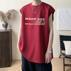2025新款重磅高品质纯棉无袖坎肩背心MAOF英文印花BX6144-特P18，男装背心/马甲，星座508（原C305）