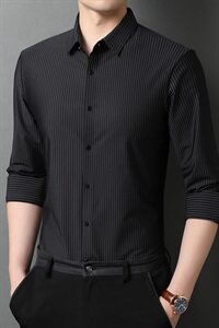 E985钱塘2020-2秋冬高品质男士无痕精品格子条纹衬衫P100主推图片