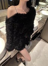 露肩钻带毛衣，女装针织衫/毛衣，CHERRY·印