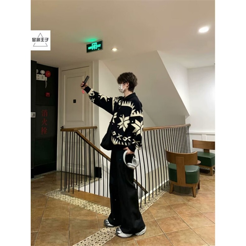 网现货针织衫外套男士开衫毛衣男生潮牌休闲翻领夹克B47-P50,男装针织衫/毛衣,星座910-1
