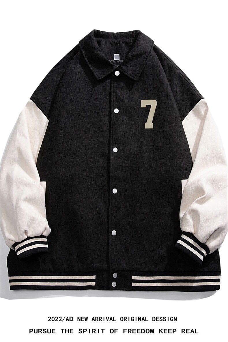 白底秋季美式西海岸嘻哈拼接拼色翻领棒球服夹克外套G611P85K118,男装夹克,电商A247-1