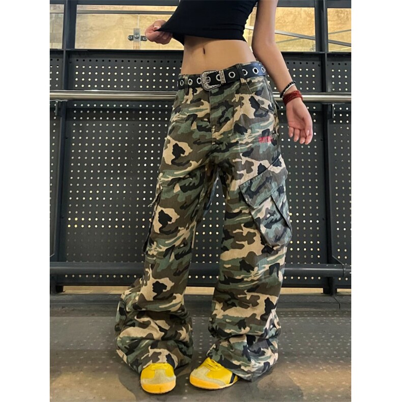 重磅迷彩大口袋工装休闲裤男高街cleanfit宽松休闲阔腿裤NZB196图片