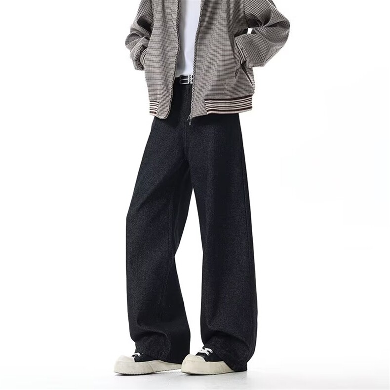 美式丹宁牛仔秋季cleanfit阔腿裤子直筒修身弯刀微喇裤nz119p45，男装休闲裤，电商D315A