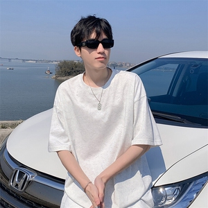 得物抖音品质二开240克重磅宽松纯棉美式扎染做旧工艺短袖T恤图片