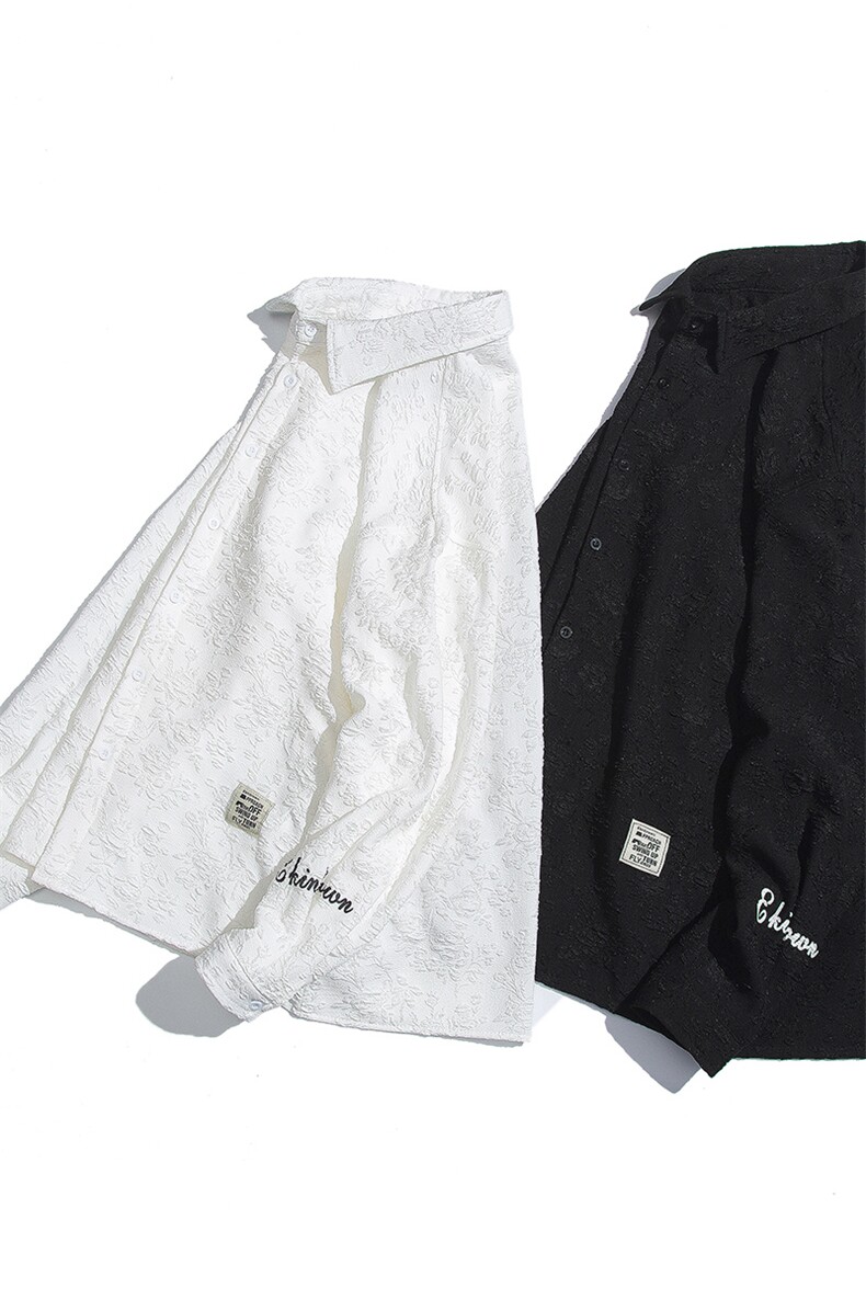 1白底花型长袖衬衫男大码情侣风衬衫男长袖CCS8734P45控59,男装衬衫,星座226-2