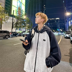 开衫卫衣男韩版潮流拼色连帽高街2024秋冬季新款W112-P55图片