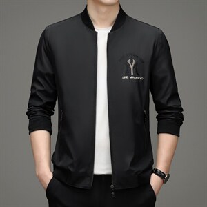 2023春秋季新款印花男士卫衣开衫立领夹克运动拉链外套中年上衣图片