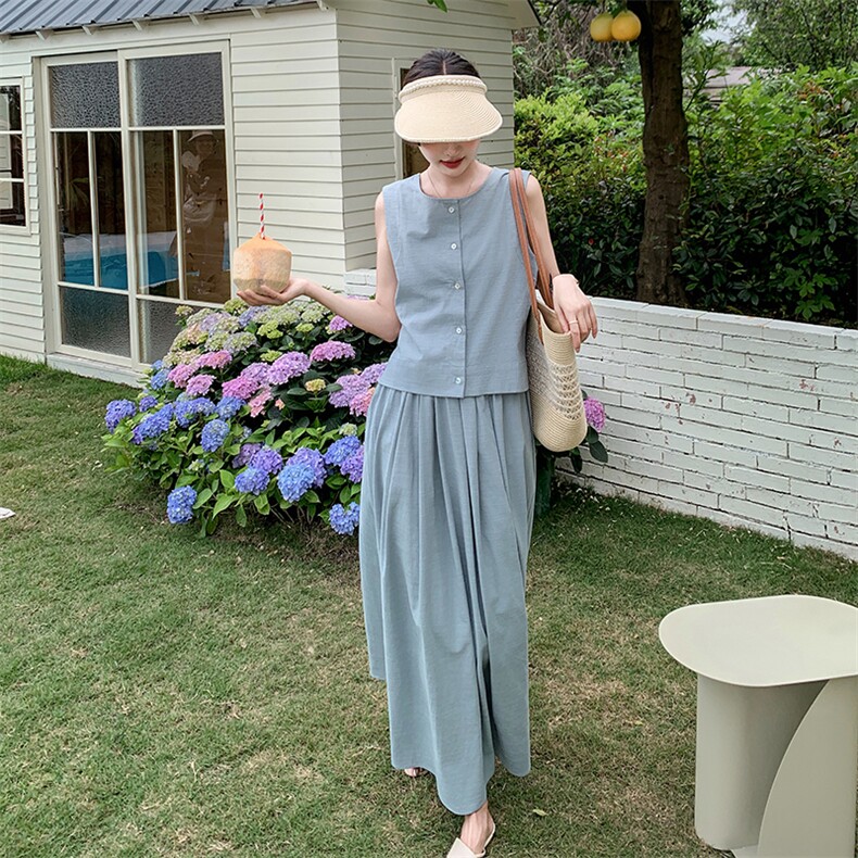 新款现货主推正反二穿棉麻套装9838-P125-K178,女装套装/套裙,2C129