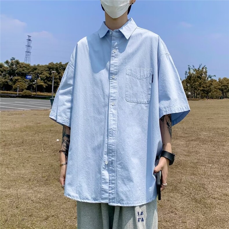 夏季新款衬衫潮流慵懒男方领衬衫P33,男装衬衫,星座1116-2