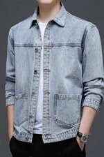 2022男士夏季新款春夏纯棉宽松工装牛仔上衣男休闲外套男装夹克男，男装夹克，电商B212（原钱塘6029）