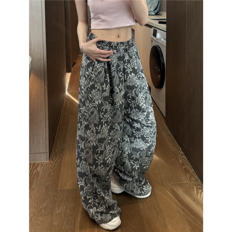 棉麻风提花阔腿裤子男新款复古慵懒宽松直筒休闲拖地裤D506/P55,男装休闲裤,星座206（原A221）