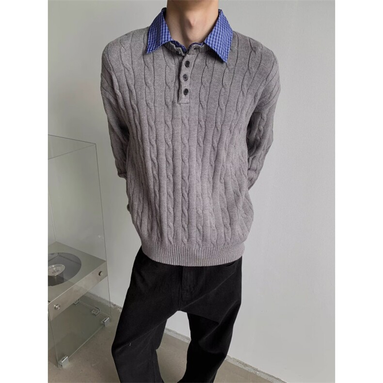JY641-P58开衫毛衣美式复古休闲慵懒风V领针织衫男纯色外套网图,男装针织衫/毛衣,星座1501-3