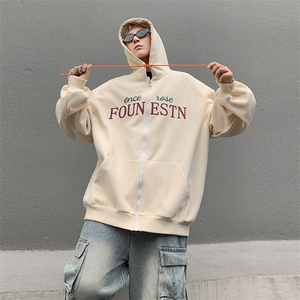 B225-A6486-P66-X89-发泡连帽开衫情侣卫衣-320g复合牛奶丝图片
