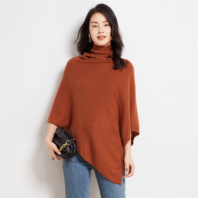 时尚高领斗篷披肩宽松显瘦蝙蝠袖设计优雅气质女装毛衣,女装羊毛衫,兰皓羊绒