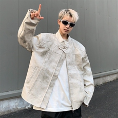 JK8813-P88美式小众高级感立领机车垫肩皮衣夹克，男装夹克，星座1503
