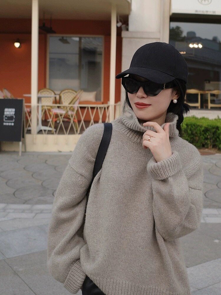 羊毛打底衫女秋冬内搭半高领套头保暖长袖羊毛针织毛衣图片
