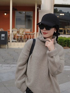 羊毛打底衫女秋冬内搭半高领套头保暖长袖羊毛针织毛衣图片