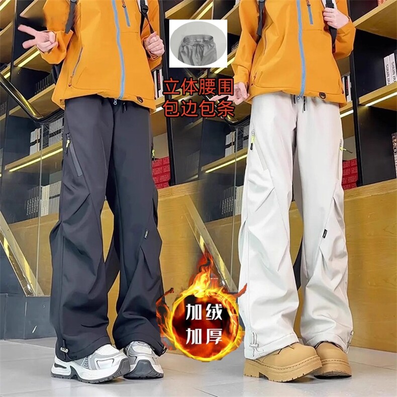 1506-1/QK3420/P43冲锋工装裤子男女加绒加厚秋冬季直筒宽松百搭图片