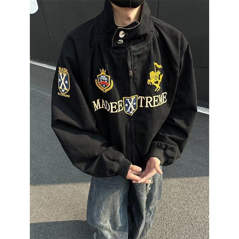 美式街头高级感夹克男春秋款小众工装刺绣宽松飞行外套W6381-P95,男装夹克,星座412-3