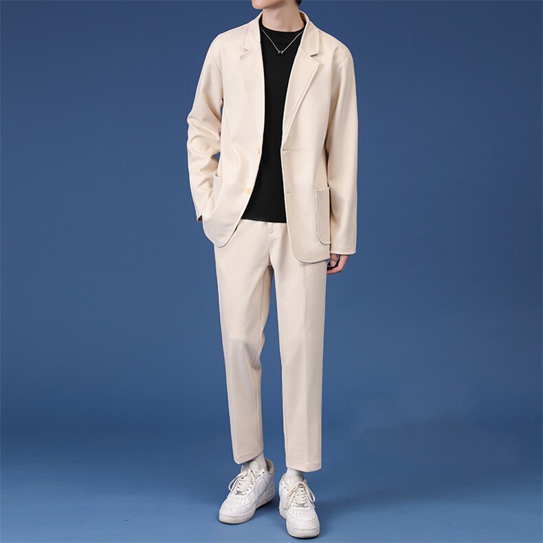 秋冬新款毛呢男士轻熟风学院风三件套潮牌港风韩版潮流毛呢套装，男装西服套装，星座505-2（原电商A260-1)