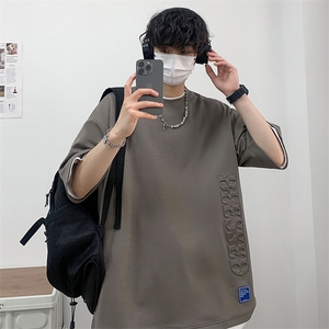 冰氧仿短袖港风白墙夏季休闲百搭刺绣纯色男上衣TC3148-P24控48图片