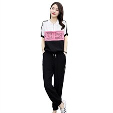 休闲运动套装女夏季2021新款韩版潮牌时尚短袖长裤气质宽松两件套，女装套装/套裙，凯瑟曼