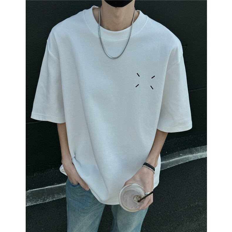 主推马吉拉刺绣情侣短袖T恤重磅基础百搭半袖上衣H951P28控38，男装T恤，电商A341