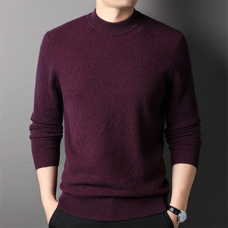 F81831山羊绒高货轻奢休闲简约中青年男士半高领羊绒衫，男装针织衫/毛衣，钱塘207-1