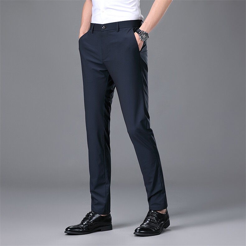 夏季薄款冰丝西裤男西装裤子弹力垂感透气宽松直筒长裤子商务休闲，男装西服套装，电商B212（原钱塘6029）