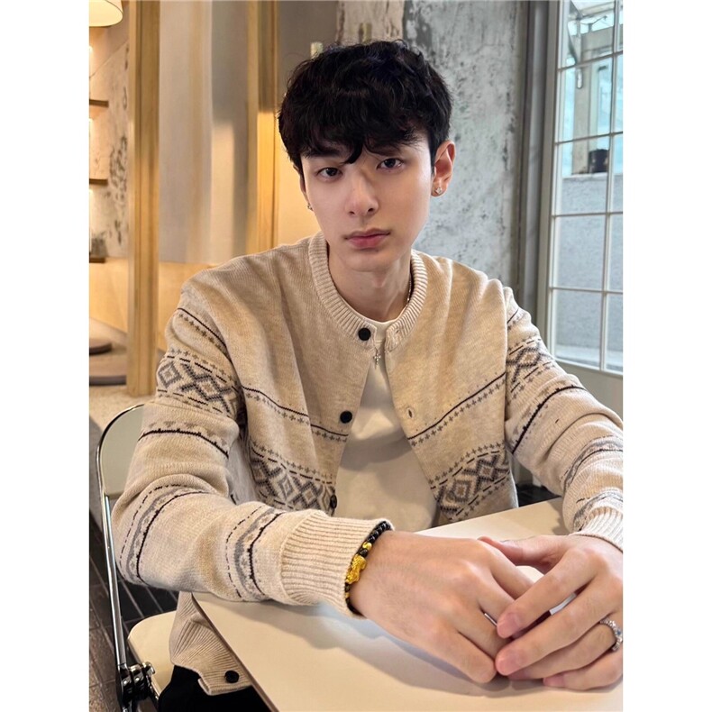 提花针织开衫秋冬季新款外搭北极绒毛衣外套男潮1008-LTK766-P58,男装针织衫/毛衣,星座1008