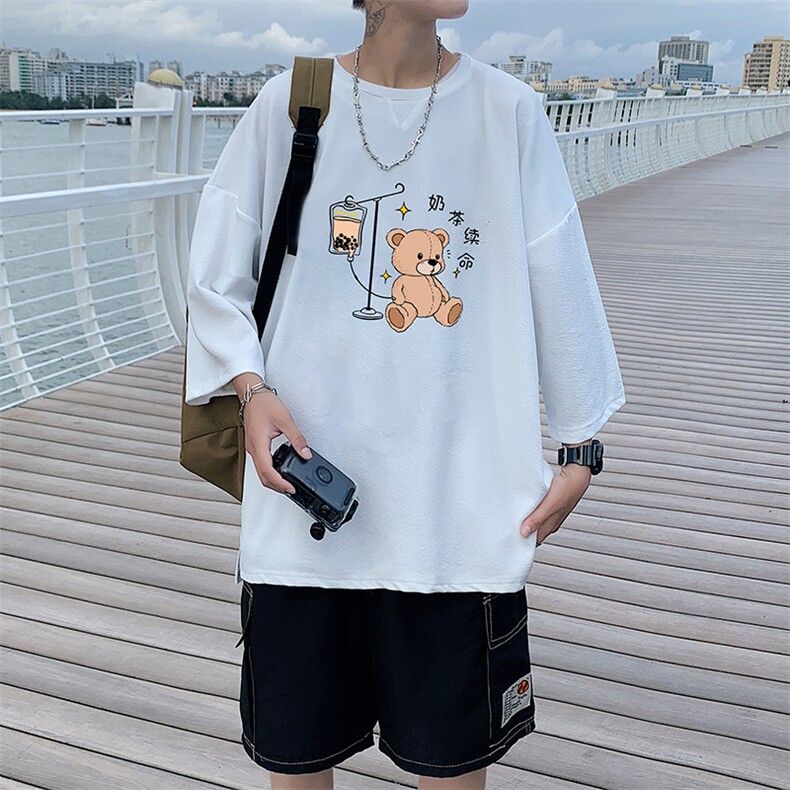 Q11194-P30春夏季七分袖t恤男大码五分袖男短袖中袖,男装T恤,电商A040