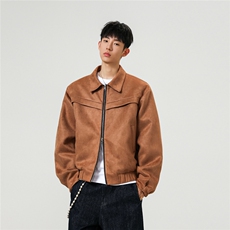 高品质直播简约鹿皮绒百搭拼接设计宽松休闲夹克外套，男装夹克，电商A430（原星座702）