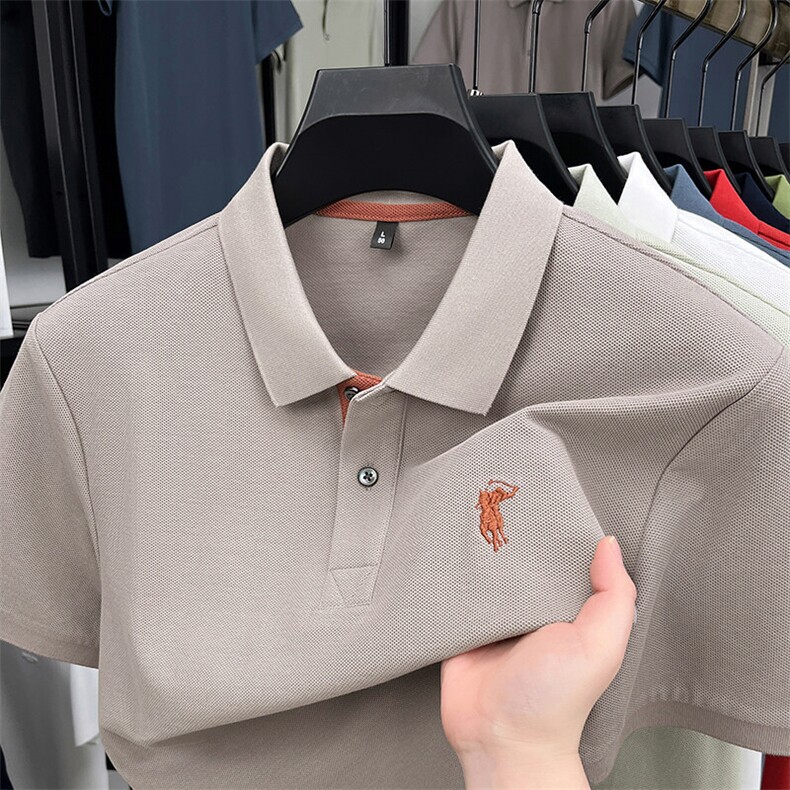 高定品质！纯棉丝光棉POLO衫男士翻领夏季宽松休闲短袖T恤衫,男装Polo衫,电商B212（原钱塘6029）
