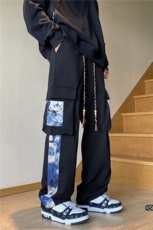 抖音品质港风新款小熊拼接长裤宽松口袋裤子B315-K23423-p50控68，男装休闲裤，电商B315