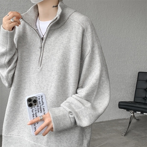 8XL-M复古半拉链立领毛衣男大码宽松针织线衫上衣外套MY1507/P75