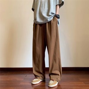 纯棉特厚潮牌休闲裤宽松型中低腰长裤绣标微弹纯色潮流运动裤K100图片