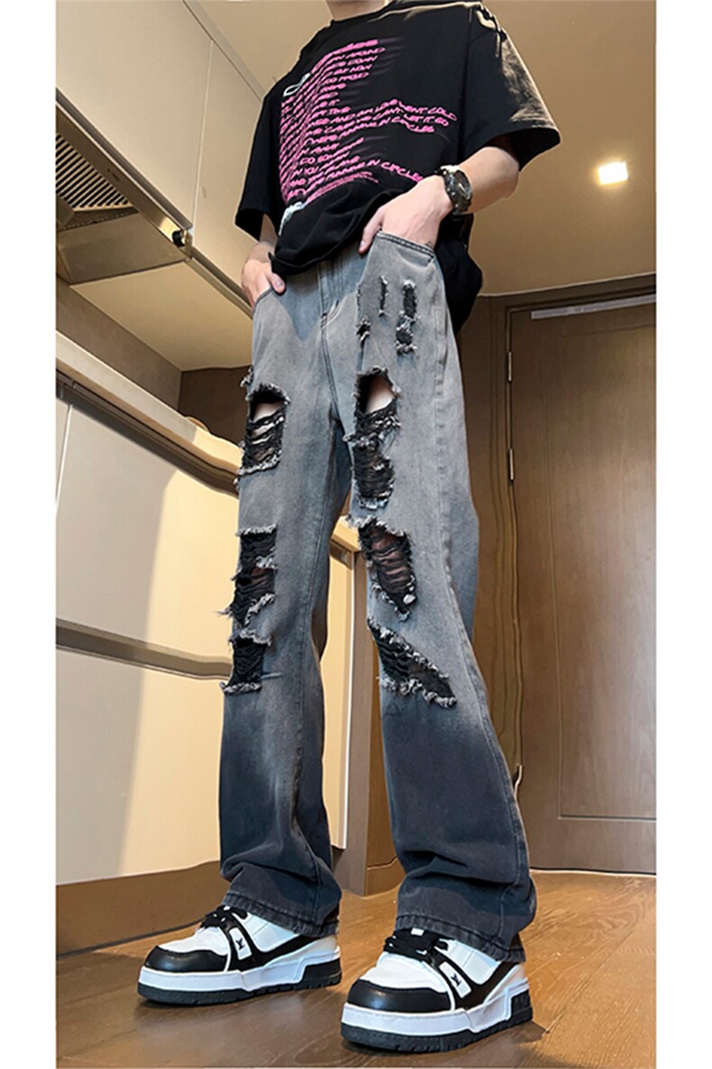美式ins高街小众hiphop夏季破洞牛仔裤货号K729P60,男装牛仔裤,电商A063