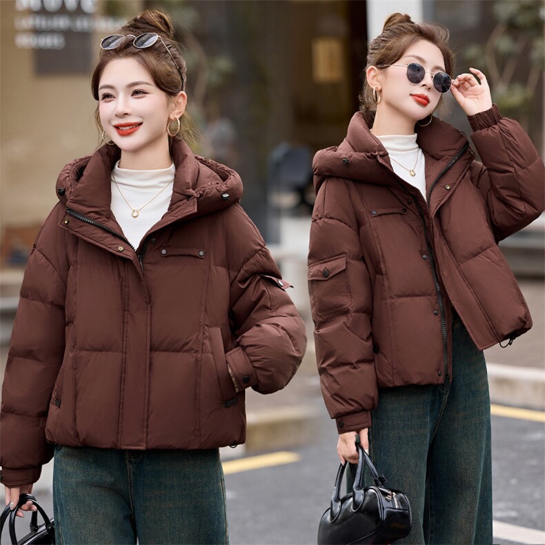 高级感超好看短款羽绒服女2024冬新款时尚小个子白鸭绒面包服外套,女装羽绒服,布芭啦