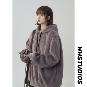 2025新款 毛绒卫衣加厚连帽带里布A158-703-P95,女装卫衣/绒衫,电商A158