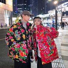 连帽东北大花棉衣外套风宽松棉服棉袄A068-QTM14-TP85，男装棉衣，电商A068